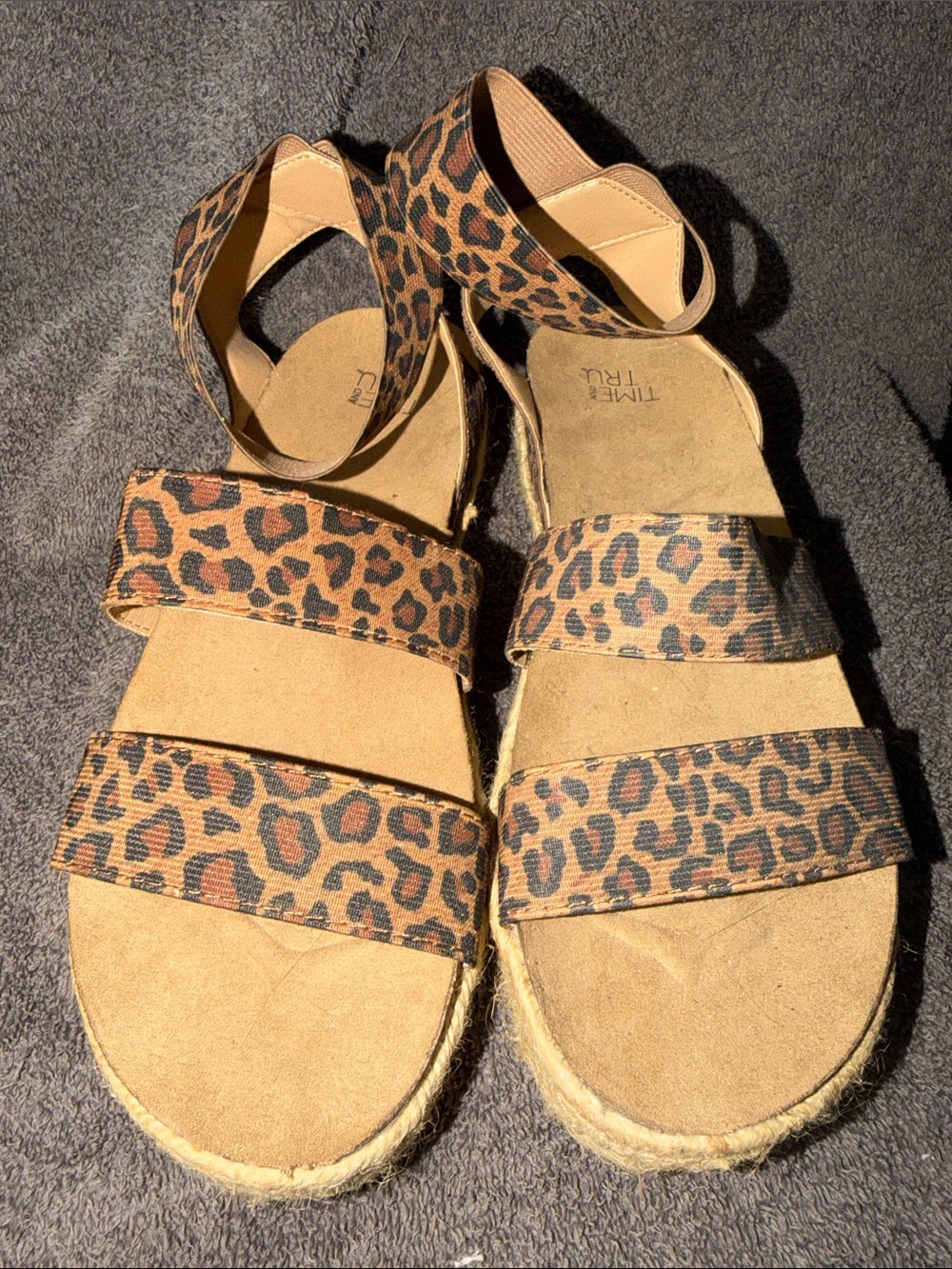 Time and Tru Leopard Print Espadrille Platform Sandals - Brown/Black - Picture 2 of 4